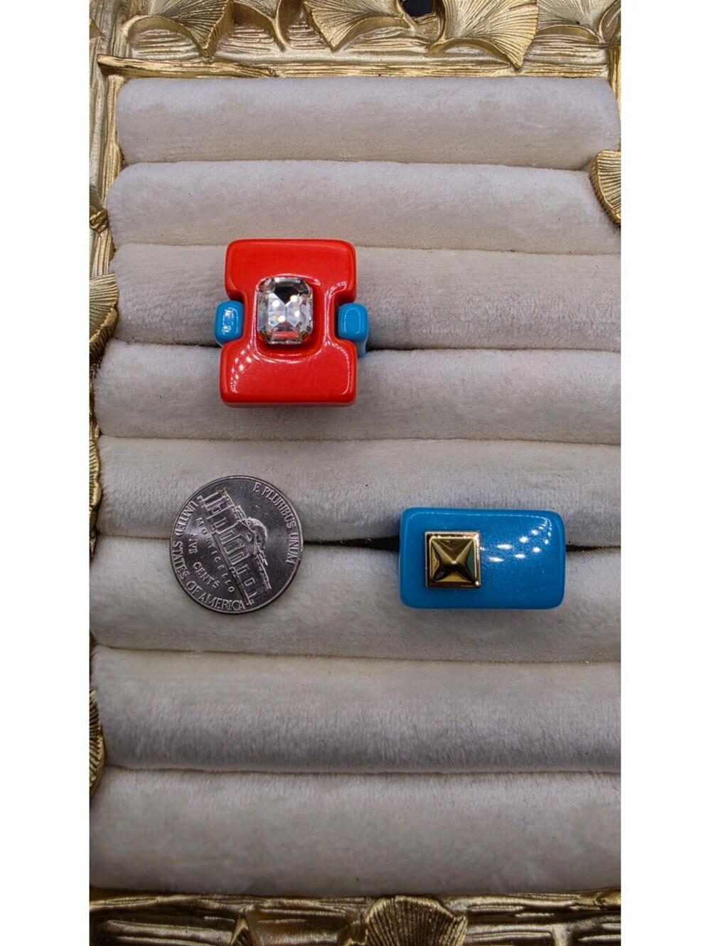 Bold Color Block Adjustable Rings Size 7 - Picture 8 of 9